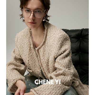 CHENE YI欧洲进口LINTON经典箱型四袋设计廓形粗花呢小香外套女