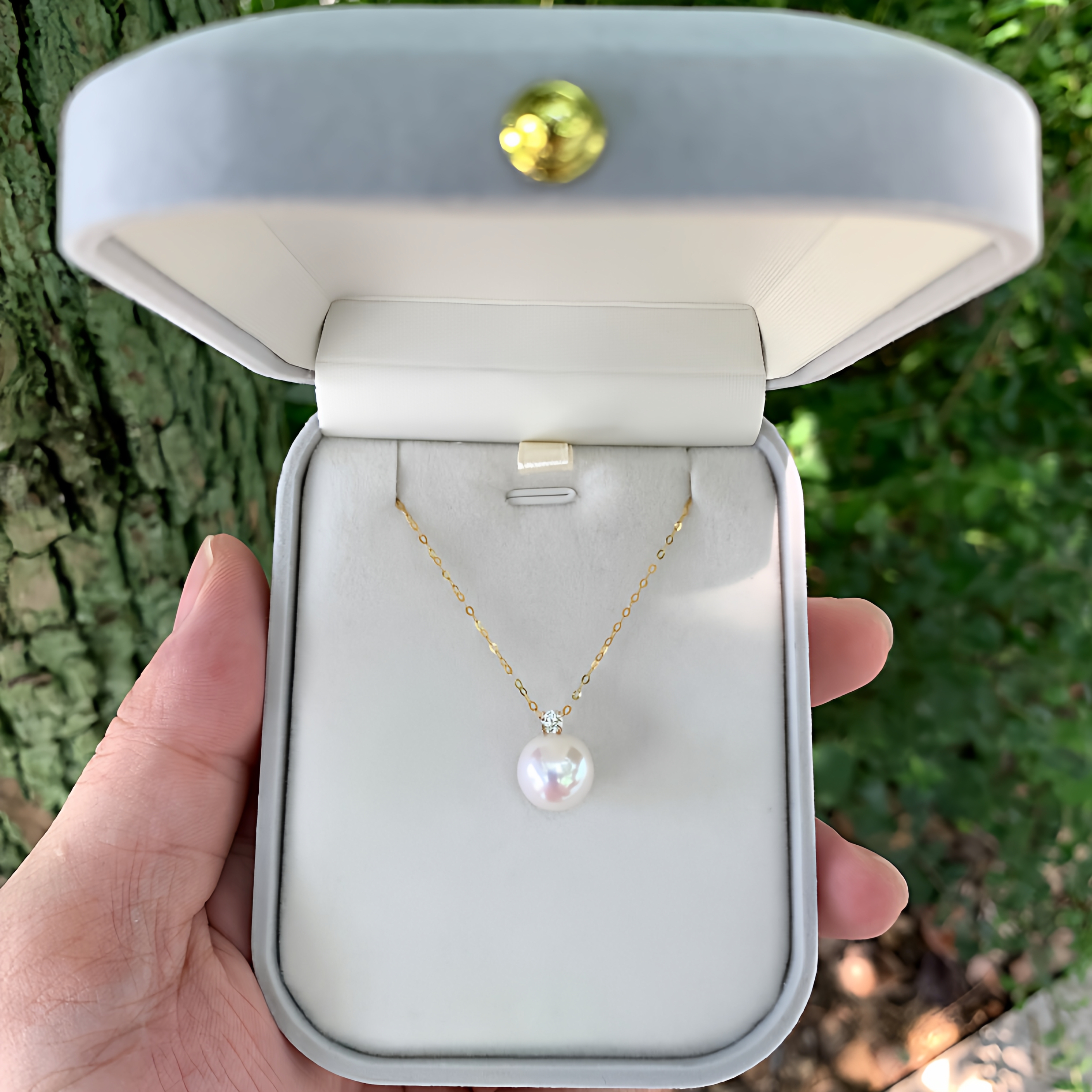 天然淡水AKOYA珍珠吊坠 王妃款18K金项链爱迪生锁骨链颈饰诸暨