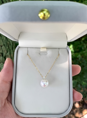 天然淡水AKOYA珍珠吊坠 王妃款18K金项链爱迪生锁骨链颈饰诸暨