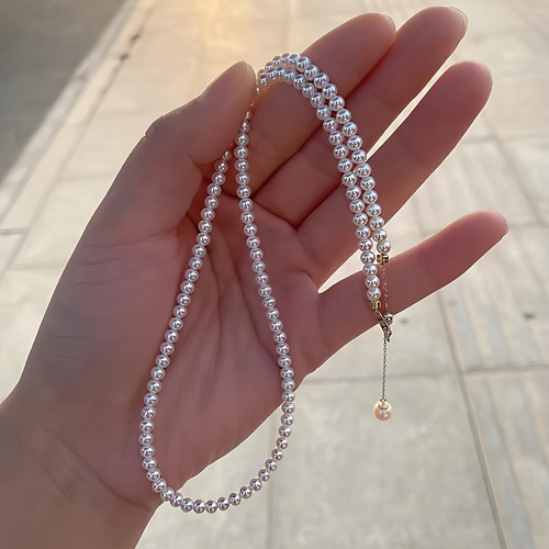 极光淡水AKOYA珍珠项链女18K金baby珠小米锁骨链可调节颈饰彩凛