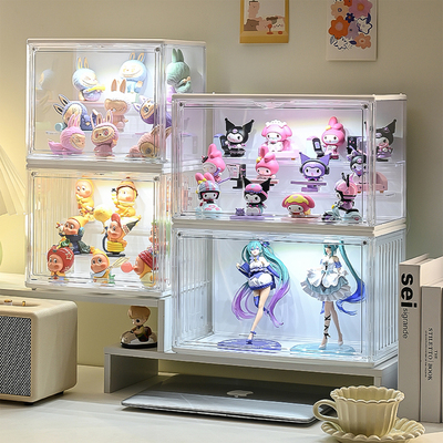 灯光展示盒声控透明亚克力手办柜