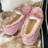 豆豆鞋 平底孕妇妈妈休闲棉瓢鞋 女冬加绒2020新款 真皮一脚蹬毛毛鞋