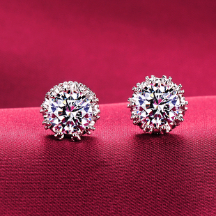 河南培育人工合成钻石耳钉CVD钻铂金耳环珠宝首饰可定18K金耳坠