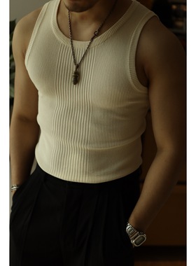 柴米内搭打底背心新疆棉绅士美式复古针织马甲修身夏季阿美咔叽