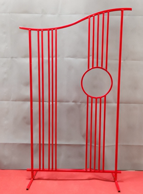 喜诺婚庆道具红色中式拱门背景婚礼装饰铁艺镂空花架传统造型道具