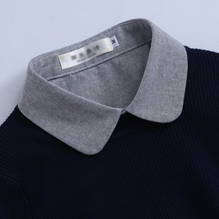 可爱圆领衬衫 饰衬衣领纯棉加厚秋冬打底灰色假两件 假领子女百搭装