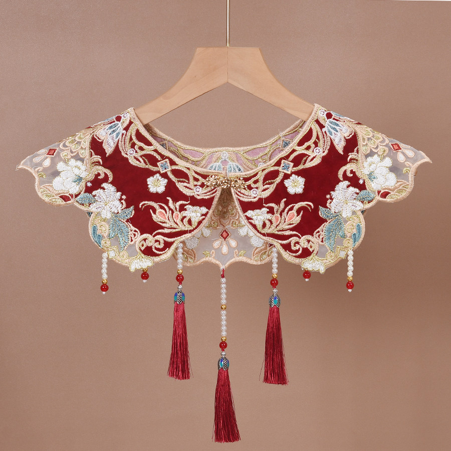 Amaicky新中式国风刺绣云肩披肩女秋冬新款高级感气质百搭假领子