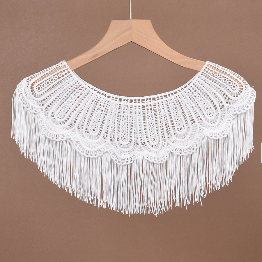 花边假领古风小披肩女黑白色