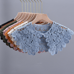 明制汉服云肩复古文艺小披肩女装饰假领子纯棉蕾丝坎肩多功能衣领