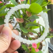 7mm直切 玉质细腻水润 和田玉青海白玉手链 无裂无杂 品质上乘