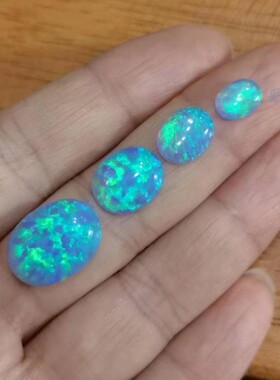 新型合成蓝色欧泊蛋白石戒面变彩
