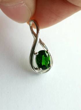 18K金镶俄罗斯天然无暇级铬透辉石吊坠 小精品系列