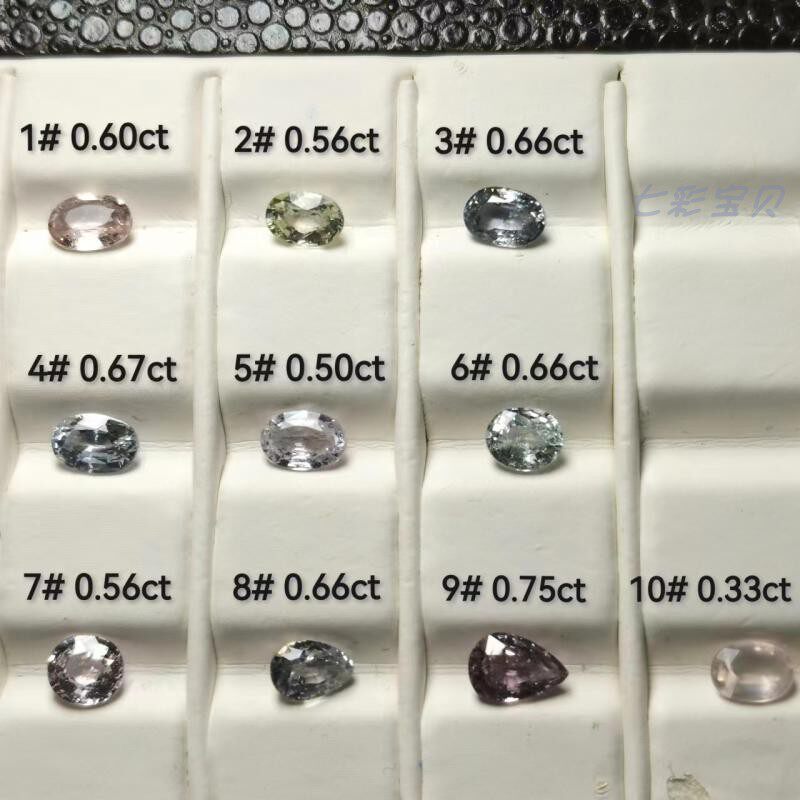 天然无烧马达加斯加彩色蓝宝石a02b-6 宝石鉴定师产地学习标本