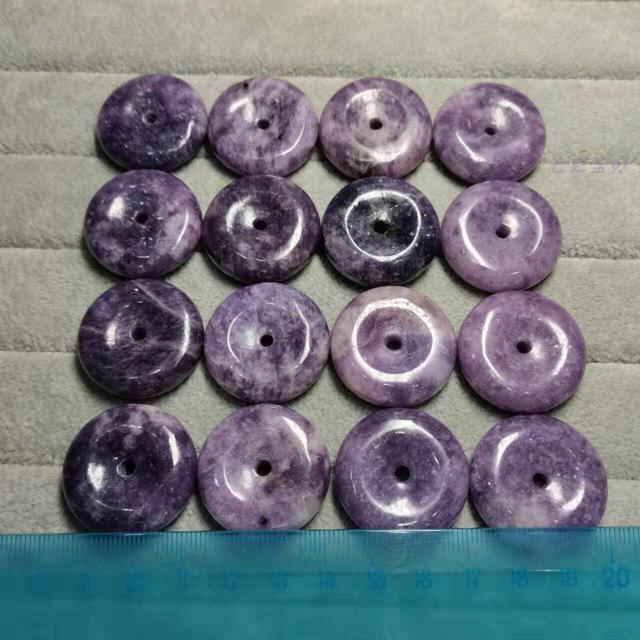 天然紫锂云母平安扣b32 国赛大纲标本 玉石鉴定师学习样品