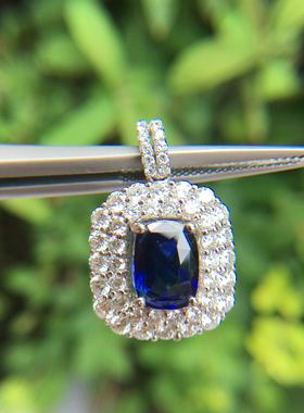 天然18k金蓝宝石吊坠 cp130108