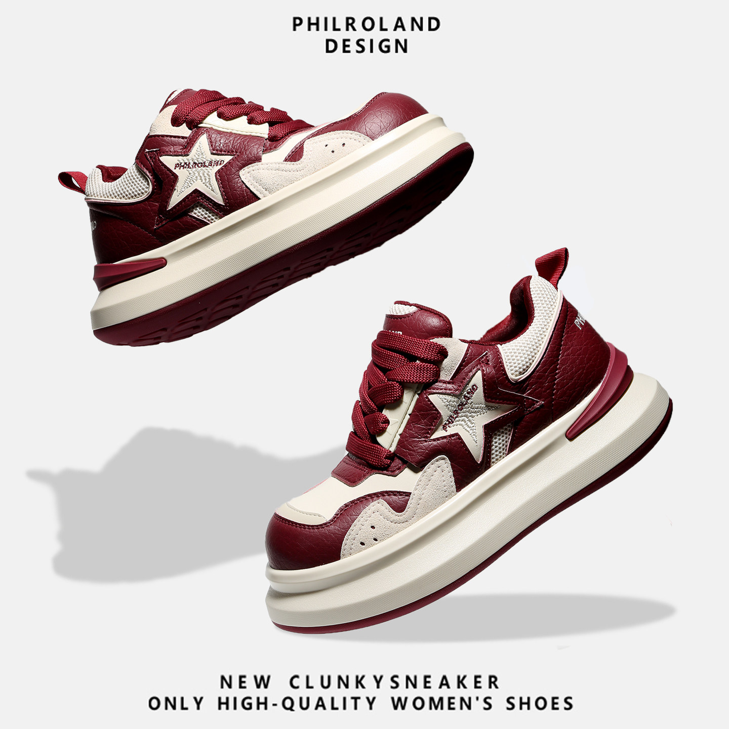 小众潮牌五角星面包鞋2026春款新款韩版真皮厚底运动鞋休闲鞋板鞋