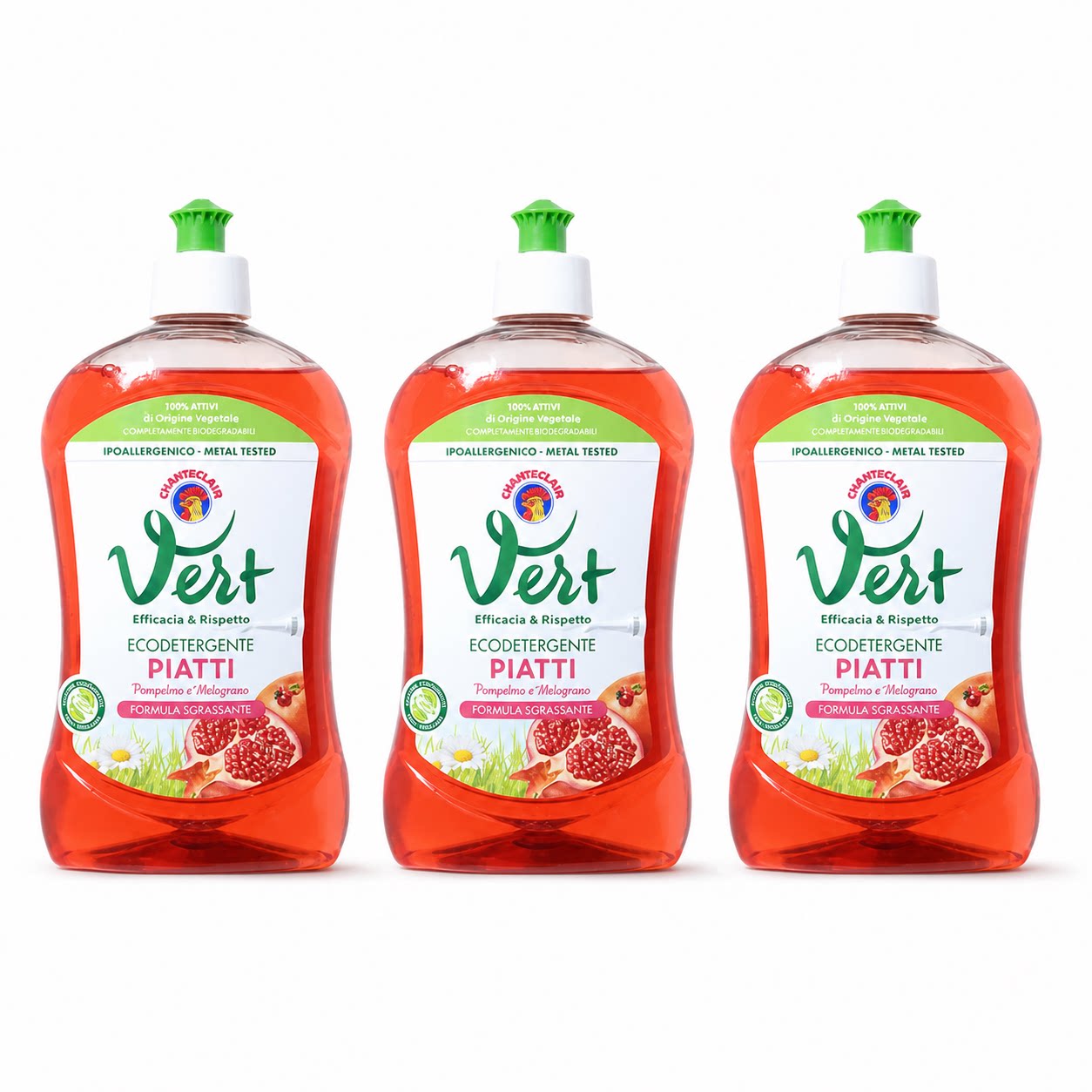 CHANTECLAIR大公鸡石榴洗洁精500ml×3瓶餐具清洁剂