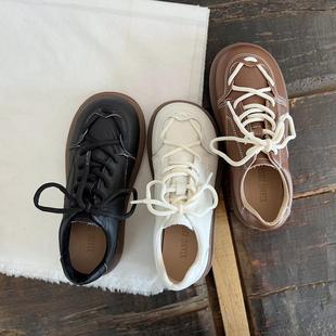 单鞋 牛皮女鞋 女学院风丑萌鞋 文艺小白鞋 工装 真皮舒适软底2025春季