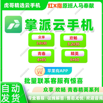 24h自动发掌派云手机众享欢畅青春精英兑换码周月卡30天新开续费