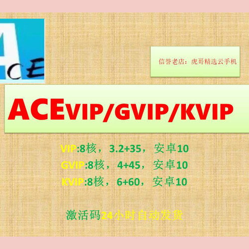 可新开续费24h自动发货ace云手机GVip/VIP月卡30天激活码批量优惠