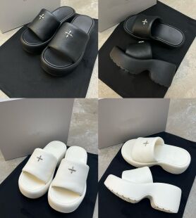 2026夏季新款平稳高跟拖鞋增高厚底一字拖女鞋8.5cm高跟拖鞋皮质