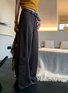 RICH PAPA2026秋季韩版新款宽松显瘦百搭阔腿休闲天丝工装裤女潮