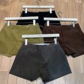 ins纯色口袋百搭洗水灯芯绒A字显瘦休闲短裤 TRUST ME秋冬韩版 女