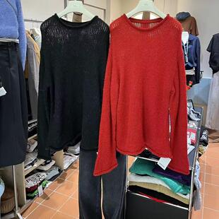 复古慵懒风松弛感宽松显瘦百搭圆领长袖 毛衣女 owne秋冬韩版 peace