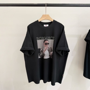 圆领短袖 T恤女 欧美墨镜女孩印花宽松慵懒中长款 皇冠2026春夏韩版