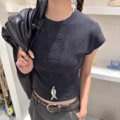 TRUST T恤女 kitty图案短袖 ME2025秋季 复古做旧简约百搭立体hello