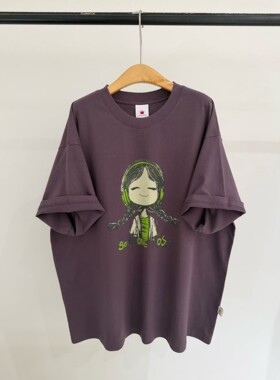 皇冠2026秋季韩版卡通耳机女孩印花宽松显瘦百搭大版圆领短袖T恤