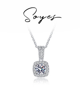 soyes/索野 坠链均925银合成锆石 豪华方包项链