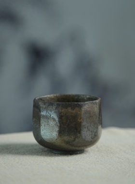 柴烧杯｜铁胎泥 重落灰 金银彩 杯内流釉 对比强烈·115cc