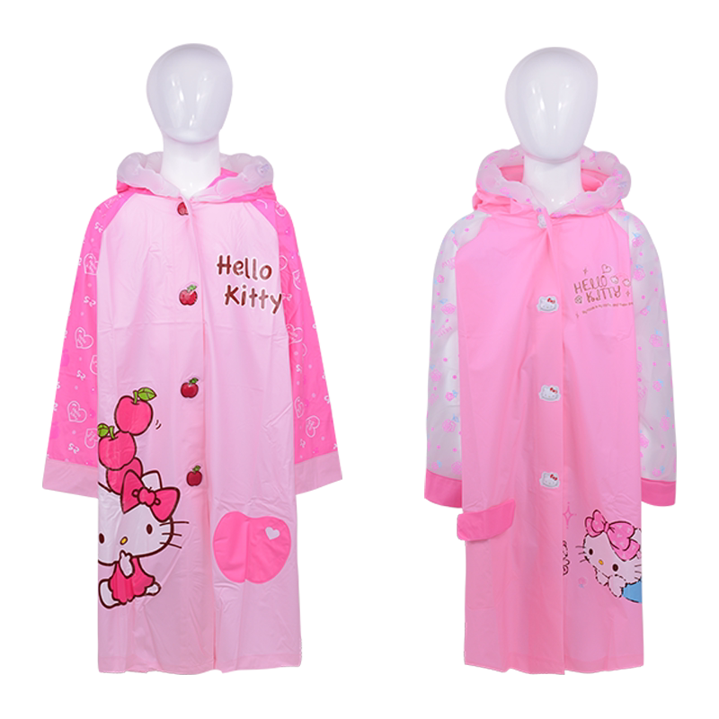 凯蒂猫女儿童雨衣小孩雨披幼儿园动漫T恤/鞋帽/服装