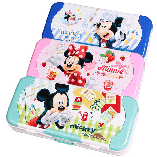 迪士尼米奇三层塑料文具盒小学生卡通冰雪大容量多功能公主铅笔盒