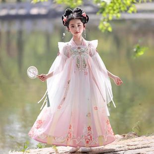 短袖 女童汉服夏季 公主裙子女孩夏款 儿童中国风古装 连衣裙 2025新款