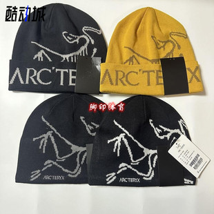 Arcteryx始祖鸟字母大LOGO户外保暖刺绣绒线帽毛线帽针织帽冷帽