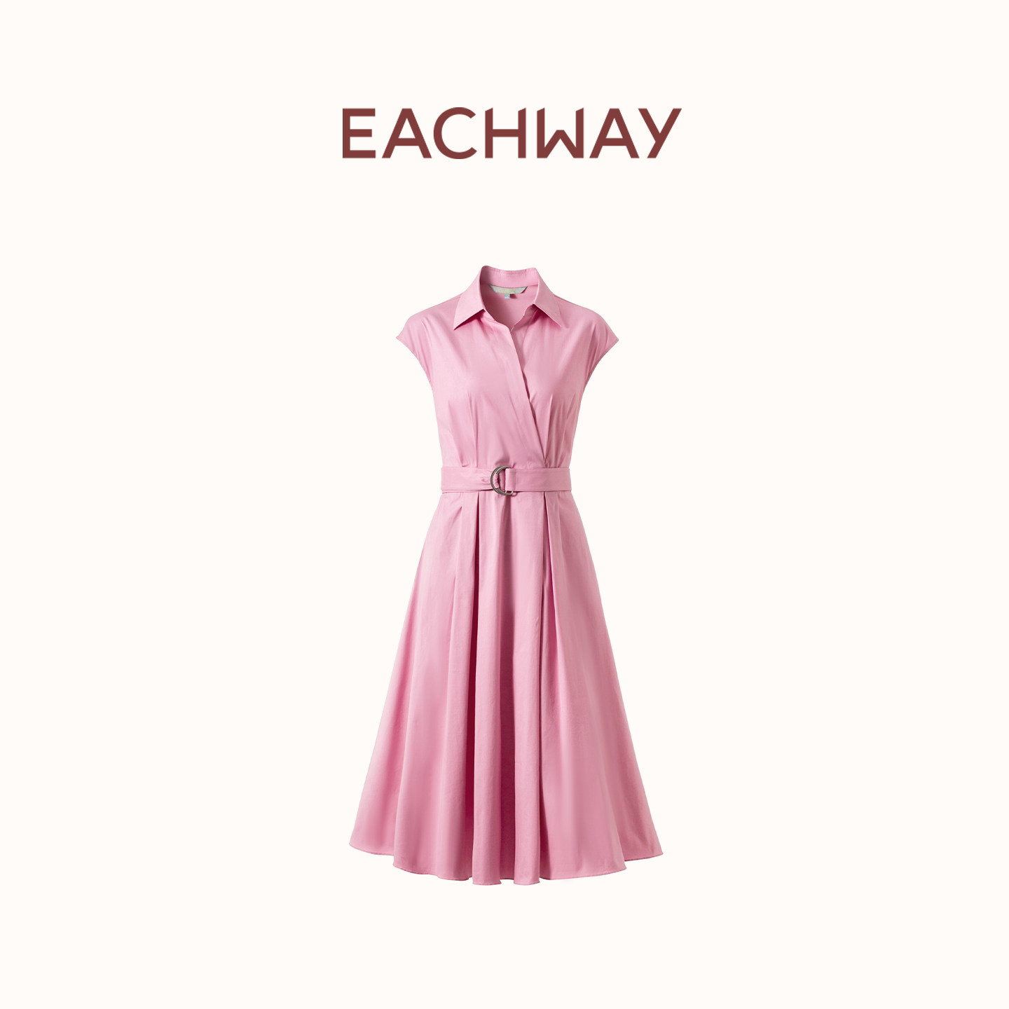 艺之卉盖肩袖衬衫裙连衣裙