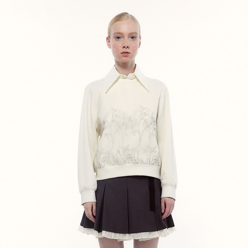 Eachway晕染印花圆领卫衣