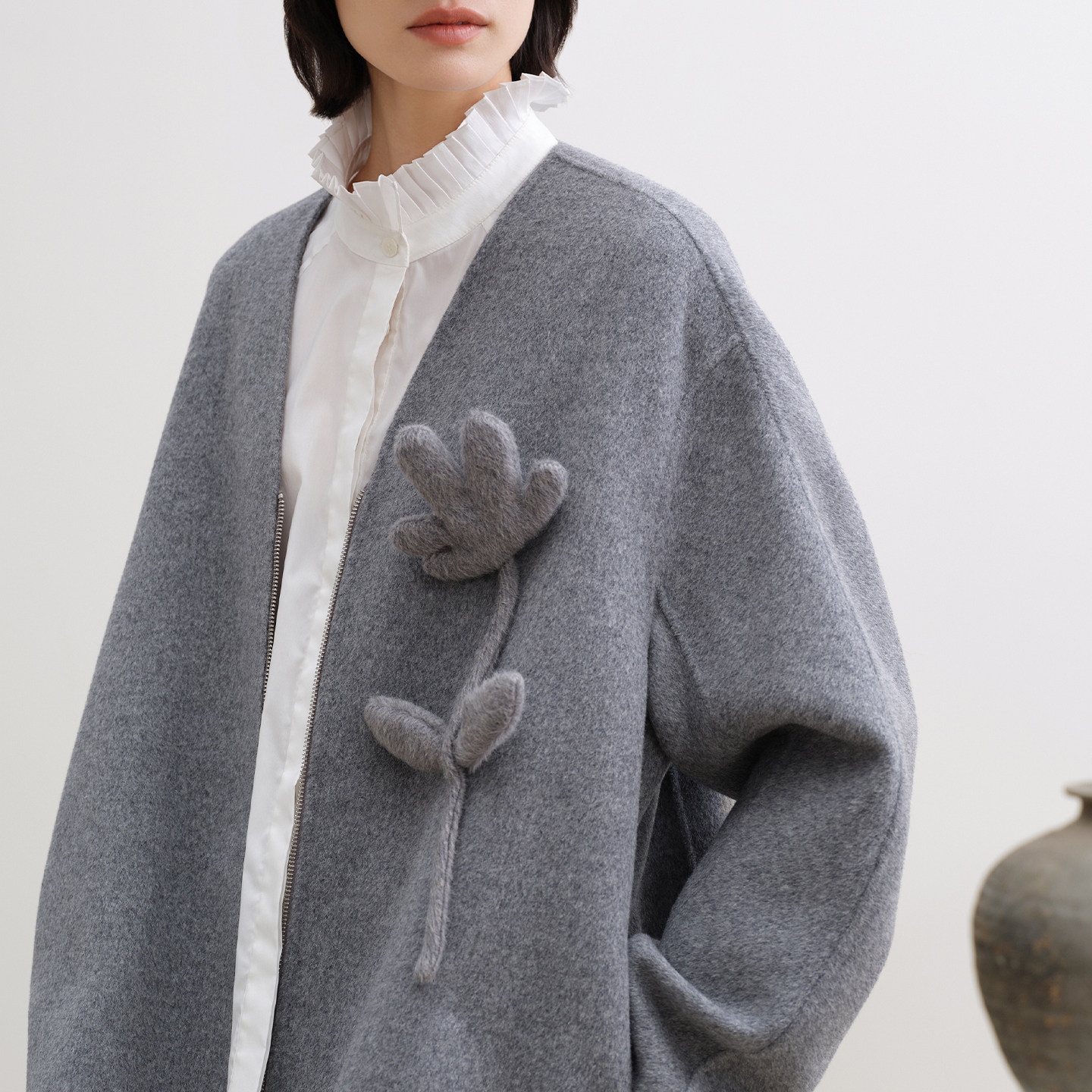 艺之卉全羊毛双面呢时尚慵懒大衣