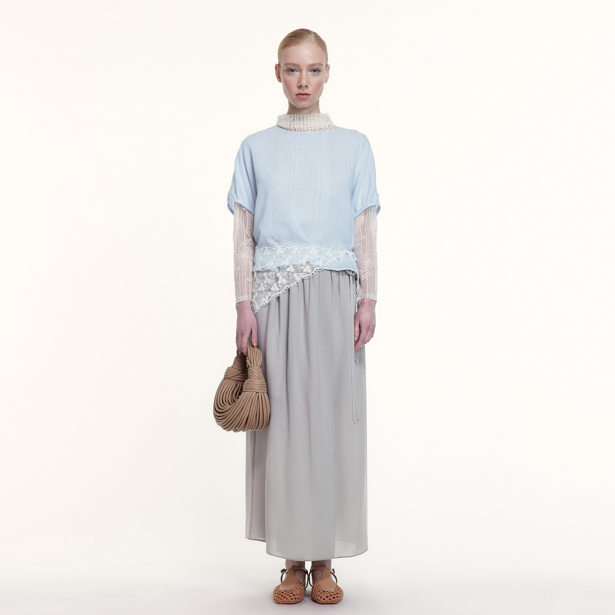 艺之卉醋纤垂坠感围裹式半身长裙