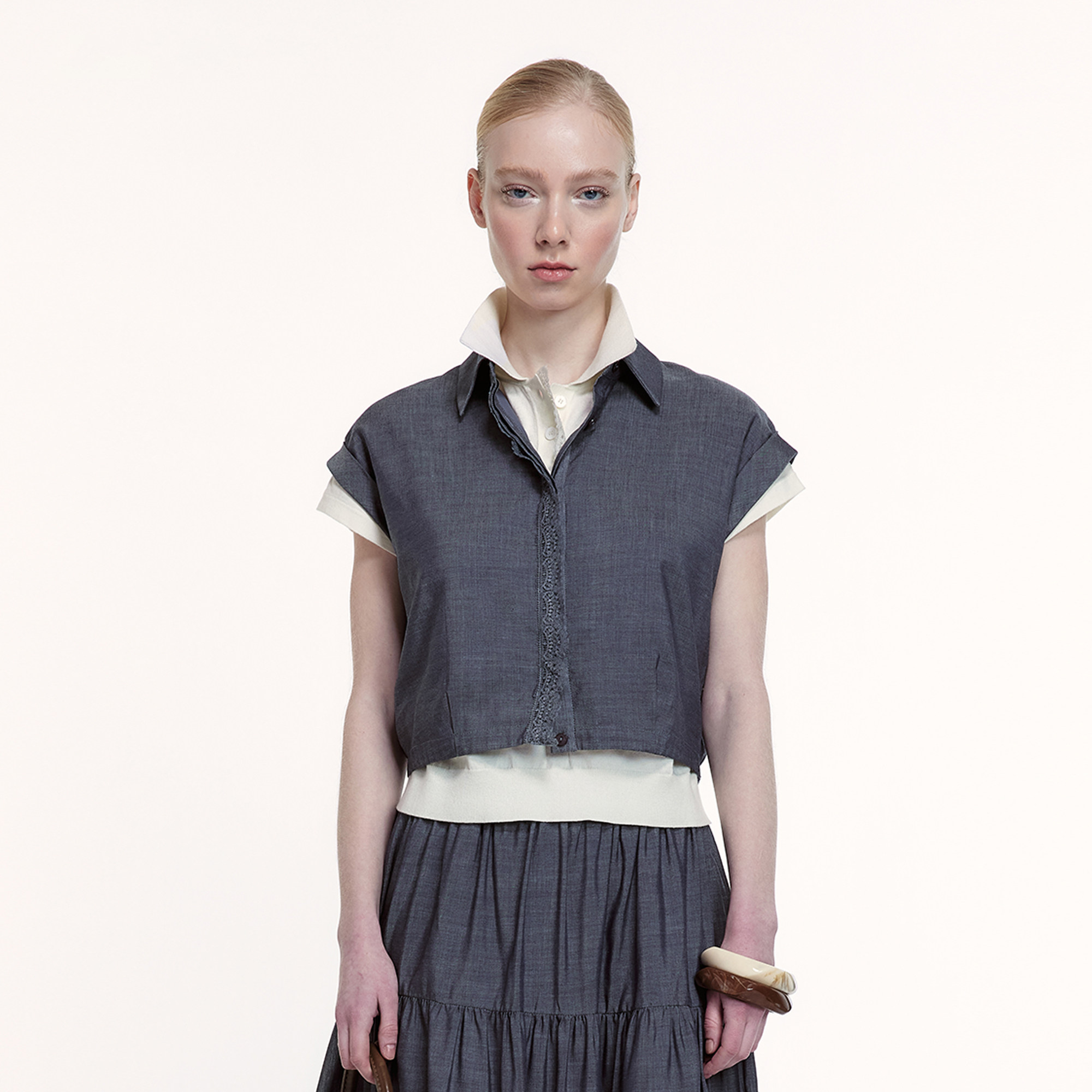 艺之卉薄款透气棉麻短袖衬衫