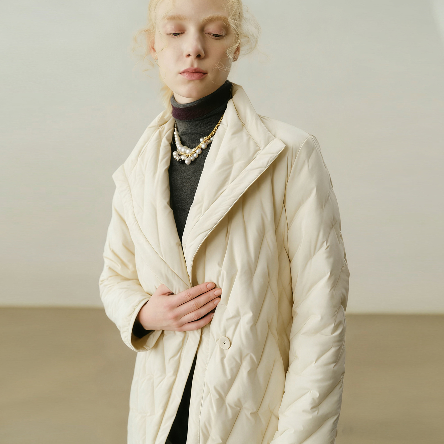 艺之卉鹅绒游牧风奶白/巧克力两色选羽绒服保暖外套2025冬新款