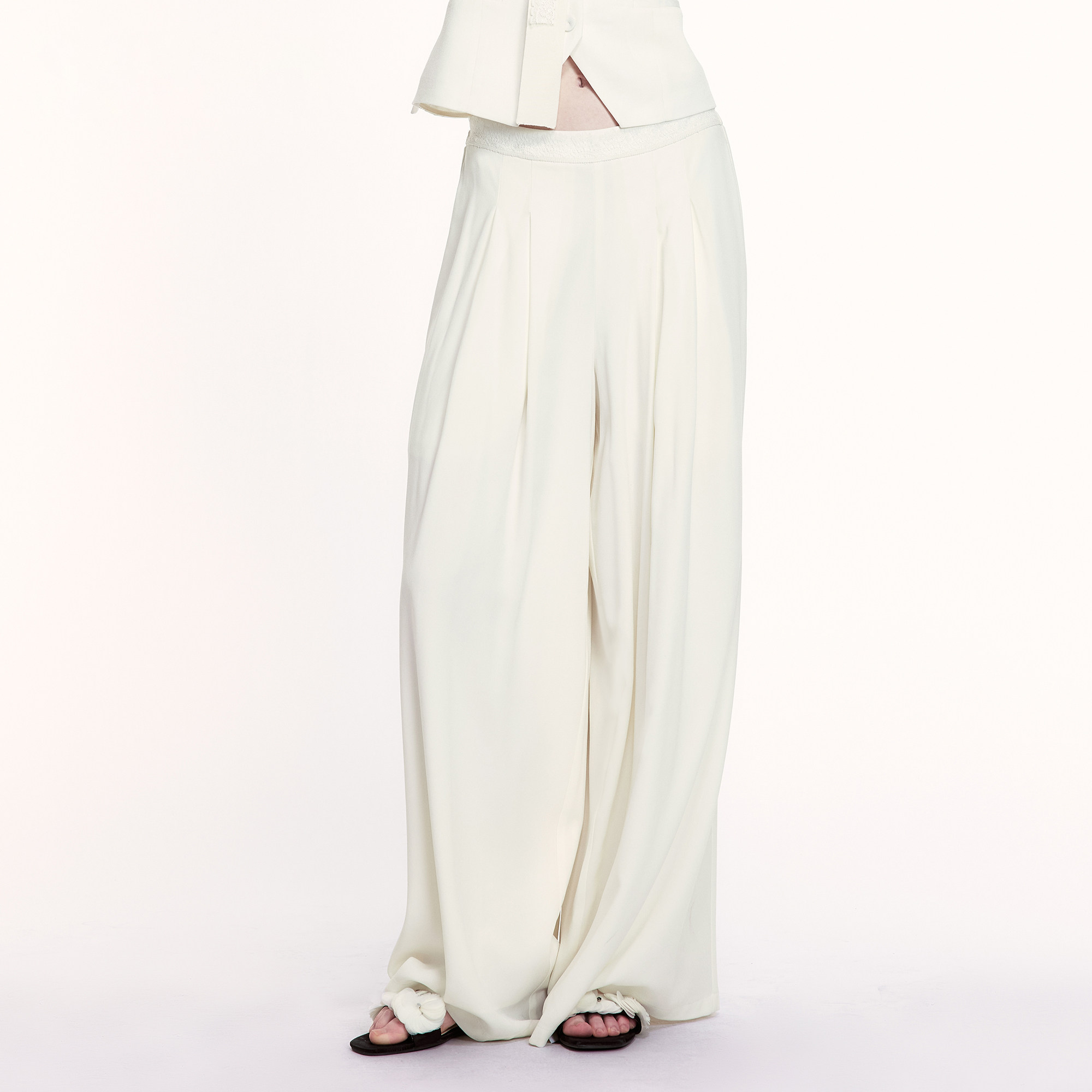 艺之卉会呼吸的亚麻醋纤阔腿裤