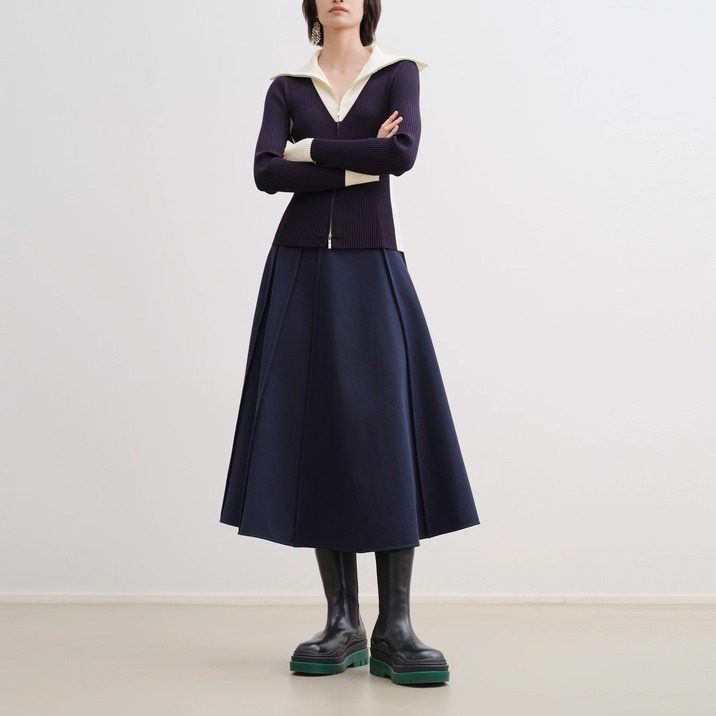 艺之卉优雅通勤A摆半身裙中长款