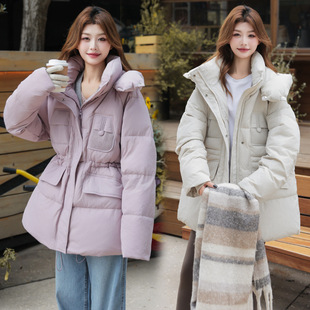 大码胖mm200斤白鸭绒羽绒服女2025冬季新款保暖收腰巨显瘦外套