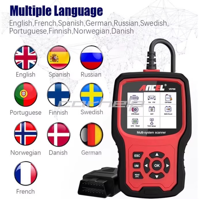 Ancel VD700 大众奥迪全系统诊断仪 OBDII检测工具保养复位海外版