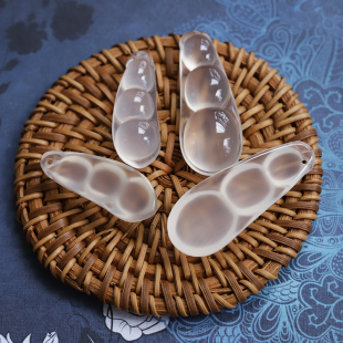 天然冰透白玉髓小豆子吊坠玛瑙玉石福豆豌豆项链挂件手机挂钥匙扣