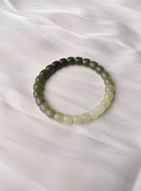 天然和田玉渐变色手串卡7mm