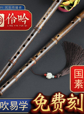 国风设计紫竹笛子儿童初学专用 G调F调入门款横笛伶吟品牌